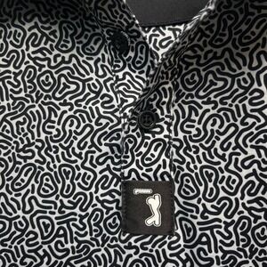 Bogey Bros Mens Abstract Doodle Golf Polo Shirt Black White Size Medium